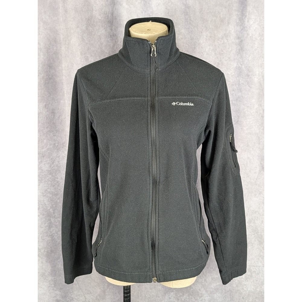 Columbia Womens Black Full Zip Fleece Jacket Fast Trek II Mock‎ Neck Small-C216